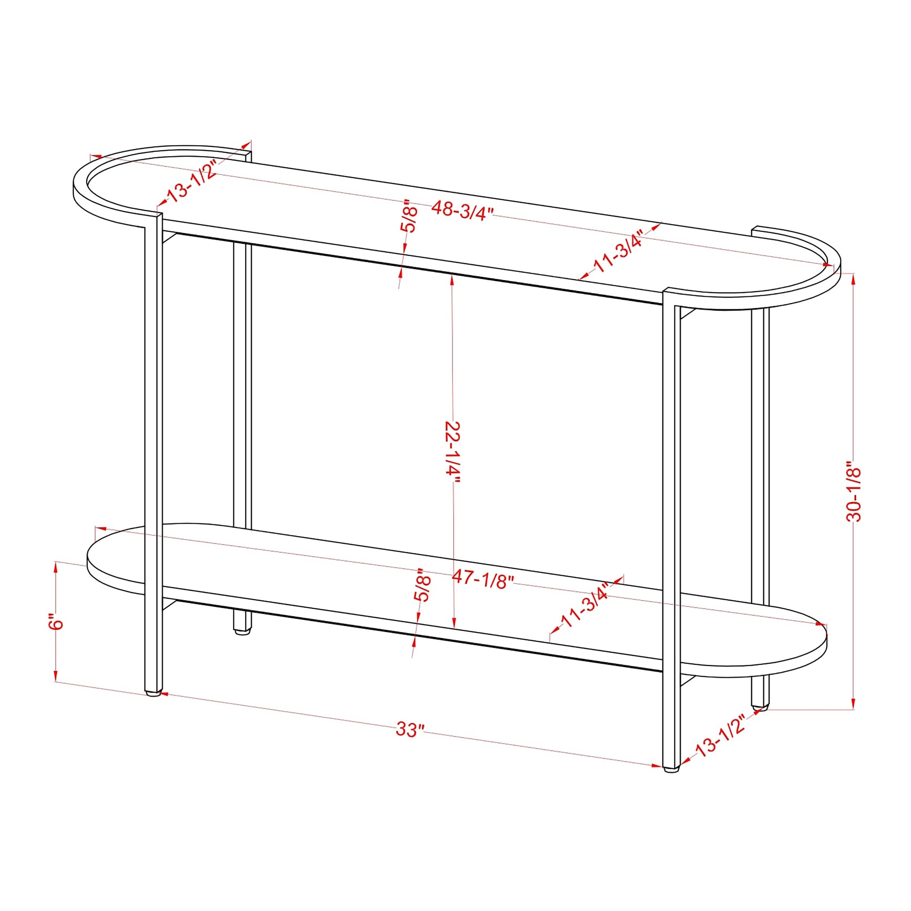 Rowland 1-Shelf Metal Console Table, Light Gray
