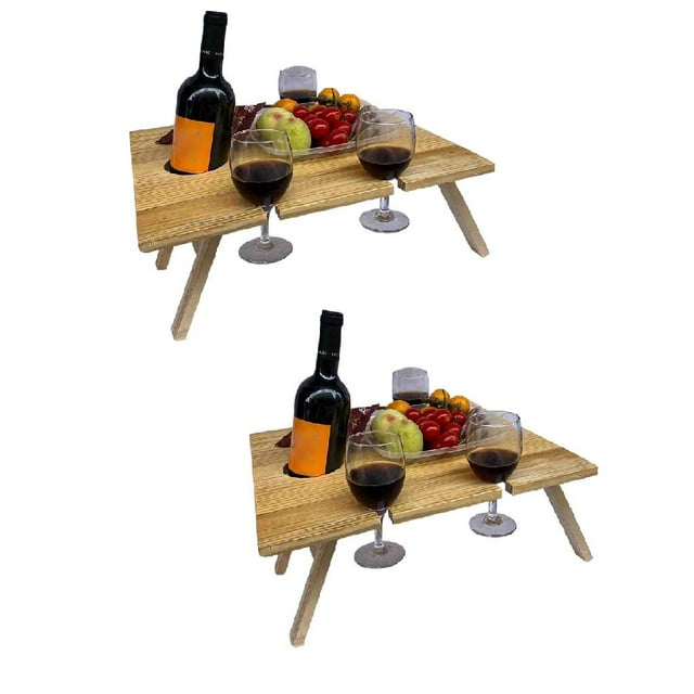 Abbracc Loviver 2 Pcs Foldable Outdoor Rack Picnic Table Glass Holder