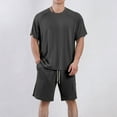 thumbnail image 4 of VBTAPA Mens Shorts Sets 2 Piece Casual Summer Outfits Oversized Ripped Raglan T-shirt with Drawstring Waist Shorts Lounge Track Suit Set with Pockets Black XXL, 4 of 8