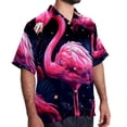 thumbnail image 2 of Flamingo Tropical Rainforest Men's Poplin Casual Printed Button Down Short Sleeve Summer Beach Shirts Unisex, 2 of 6