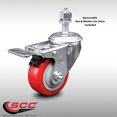 thumbnail image 2 of 3.5 Inch SS Red Polyurethane ½ Inch Threaded Stem Caster with Total Lock Brake, 2 of 2