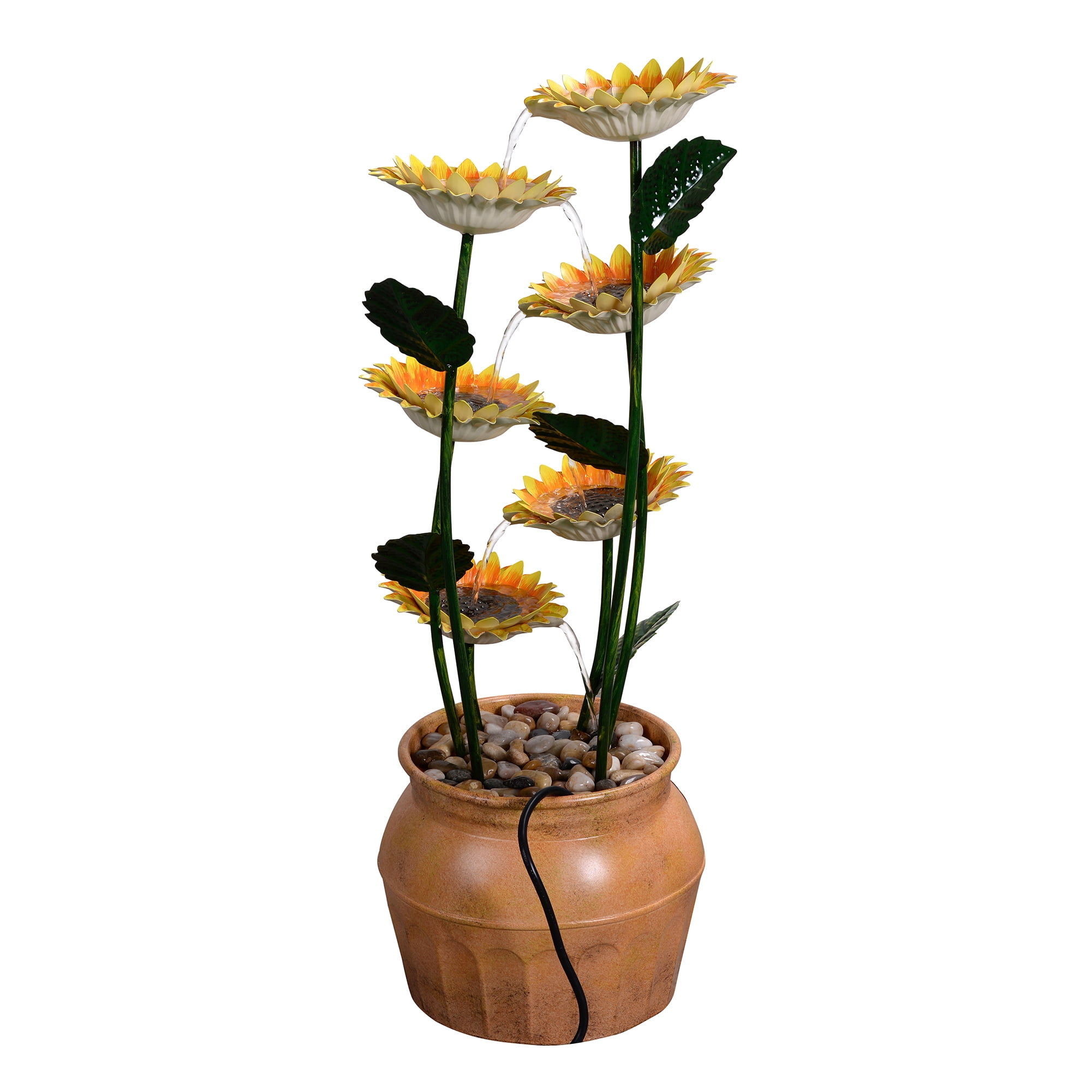 Sunflower Metal Fountain with Galvanized Finish - Outdoor