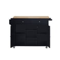 thumbnail image 4 of Black Kitchen Island Cart, Kitchen Island on Wheels, Kitchen Cart with Storage Drawers, Towel Rack and Open Compartments, Stable and Durable, Space Saving Design, Easy Assembly, 4 of 5