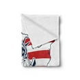 thumbnail image 2 of American Soft Flannel Fleece Throw Blanket, Liberty NYC United States Flag Hand-drawn with Lettering, Cozy Plush for Indoor and Outdoor Use, 60" x 80", Vermilion Dark Blue, by Ambesonne, 2 of 5