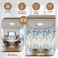 thumbnail image 5 of Blue Eucalyptus Window Privacy Film, Farmhouse Weeping Leaves Linen Static Cling UV Sun Blocking Heat Control Window Tint Day and Night, Non-Adhesive One Way Windows Privacy Cover 35.4''x78.7'', 5 of 7