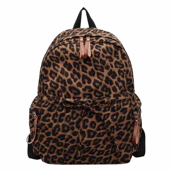 Student Leopard Print Large Capacity Backpack for Commuting Travel Daily Use