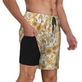 thumbnail image 2 of Kdxio Retro 70s 60s Flower Print Men's Swim Trunks with Compression Liner 7 Inch Inseam Quick Dry Swim Shorts, 2 of 7