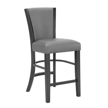 Counter Height Glam Style 4pc Dining Side Chair Dark Gray Fabric Upholstery Wooden Furniture