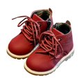 thumbnail image 5 of PEASKJP Kids Snow Boots Side Zipper Lace Up Work Combat Boots for Kids, Red 21, 5 of 5
