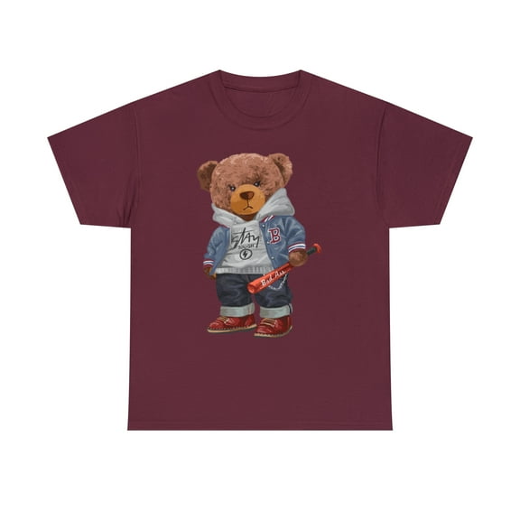 Dope graphic bear with baseball bat Unisex Heavy Cotton Tee