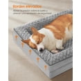 thumbnail image 4 of Feandrea Cama para Perros, Cama para Mascotas, 91 x 68 x 16 cm, Ortopédica con Espuma Corrugada, Funda Extraíble con Motivo Rosa de Peluche, Bordes Elevados Acolchados, Gris Paloma MPGW252G01, 4 of 5