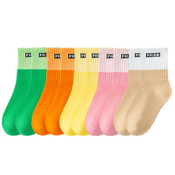 Calcetines para niños, calcetines de tubo medio de otoño e invierno de colores caramelo para hombres y mujeres, calcetines del tesoro