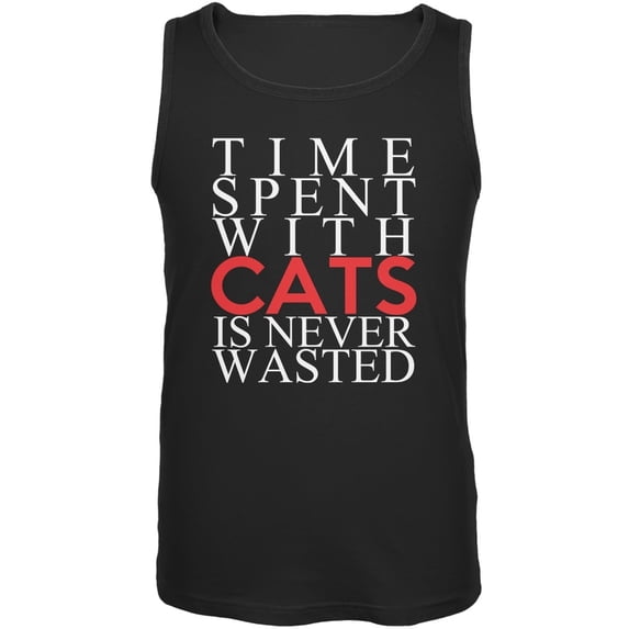 Time Spent With Cats Never Wasted Black Adult Tank Top