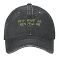 thumbnail image 2 of Fish Want Me Men Fear Me Print Vintage Wash Dad Hat Adjustable Curved Brim Baseball Cap,Made In USA,Casual Outdoor Sports Fishing Cap for Men and Women, 2 of 9