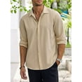 thumbnail image 3 of ZAXARRA Chemise Homme Col à Manches Longues Col Rabattu Chemise Boutonnée Solide Automne Casual Daily Tops Streetwear, 3 of 5