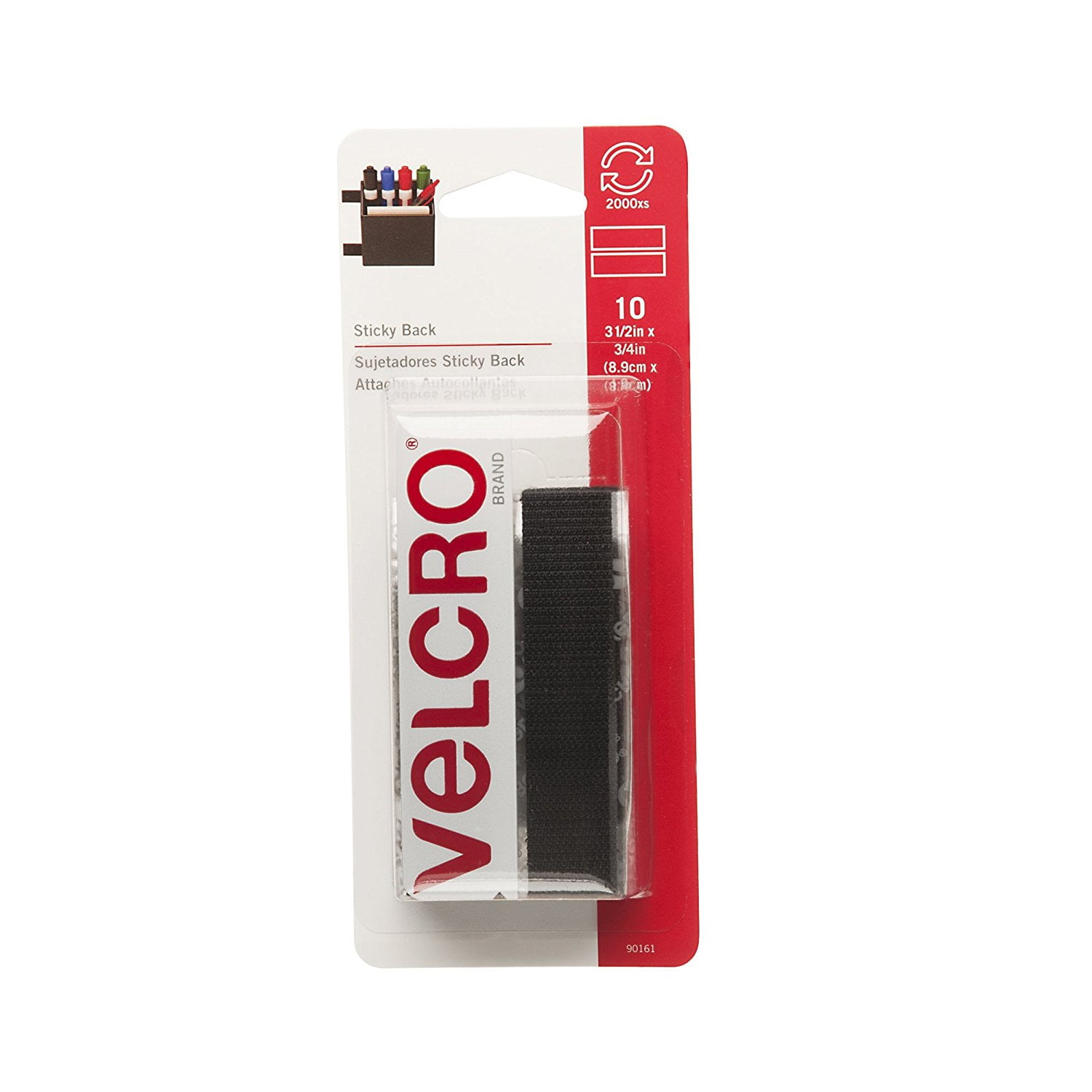 Velcro Sticky Back 31/2" x 3/4" Strips, Black