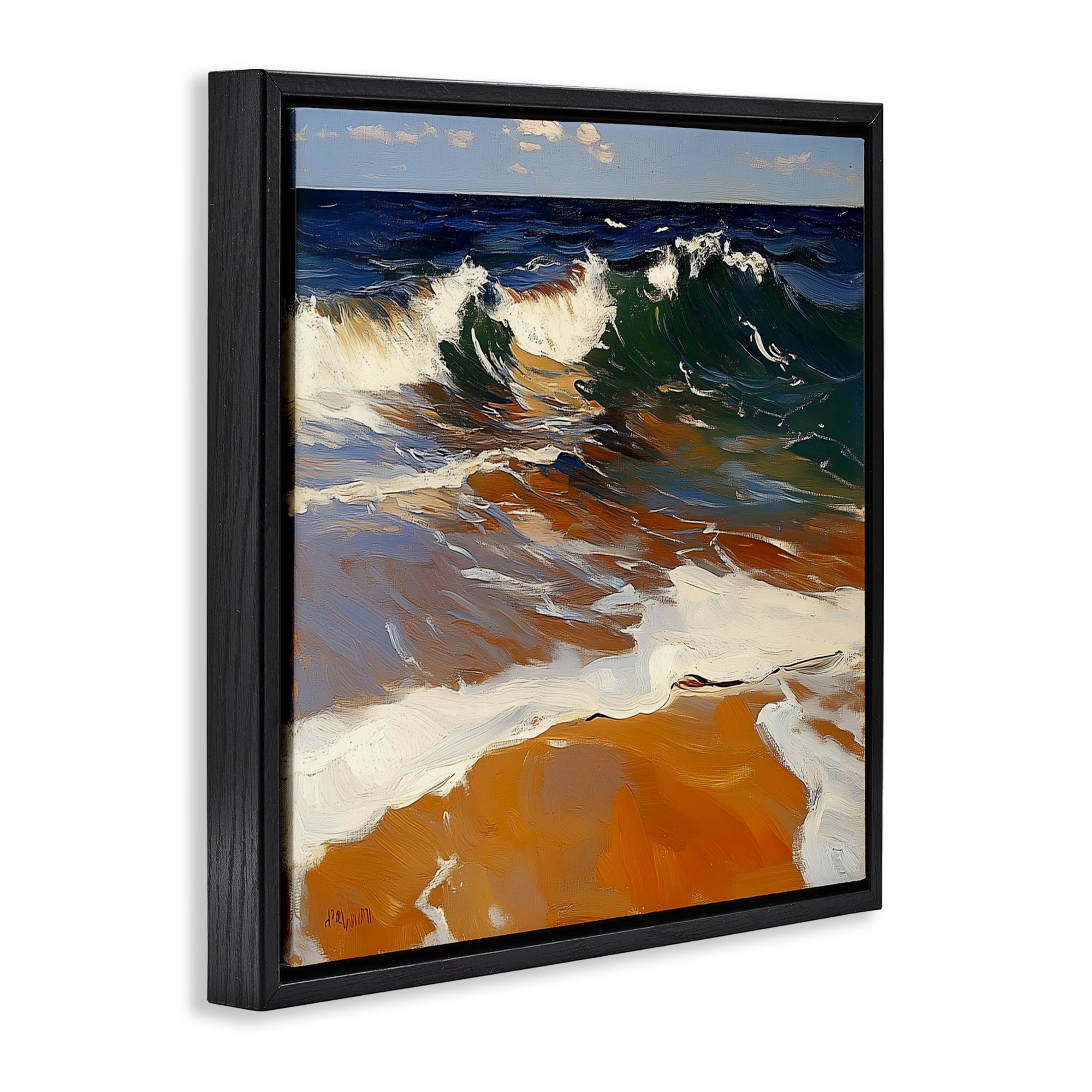 Stupell Industries Glassy Wave Break Black Framed Floater Canvas Wall Art, design by Walker Noble