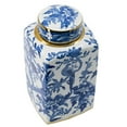 thumbnail image 4 of A&B Home Chinoiserie Square Jar with Round Gold Trim Lid - 13" - Blue, White, Gold FInish, 4 of 10