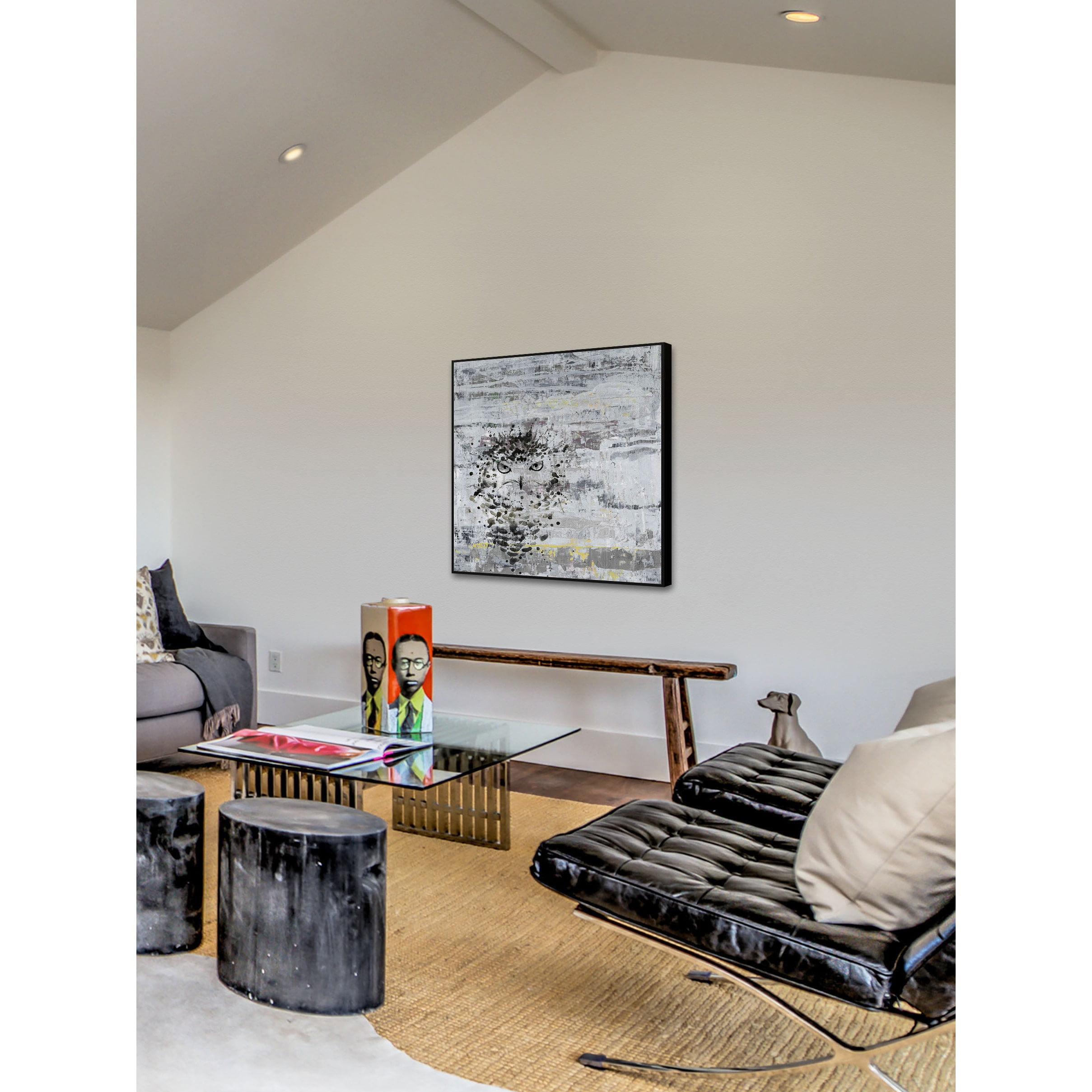 "Angry Owl" Floater Framed Painting Print on Canvas