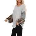 thumbnail image 4 of Mode Femme Léopard Manches Longues Col Rond Pull Décontracté Blouse, 4 of 8