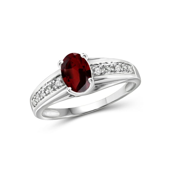 JewelersClub Garnet Ring Birthstone Jewelry – 1.00 Carat Garnet 0.925 Sterling Silver Ring Jewelry with White Diamond Accent – Gemstone Rings with Hypoallergenic 0.925 Sterling Silver Band