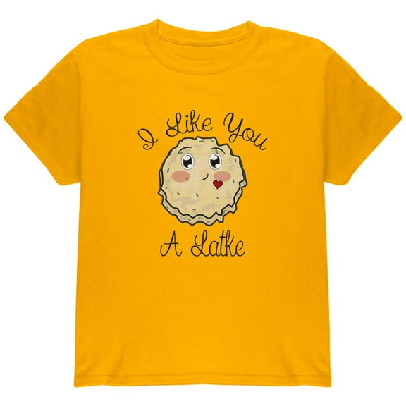 Hanukkah I Like You A Latke Youth T Shirt Gold YSM