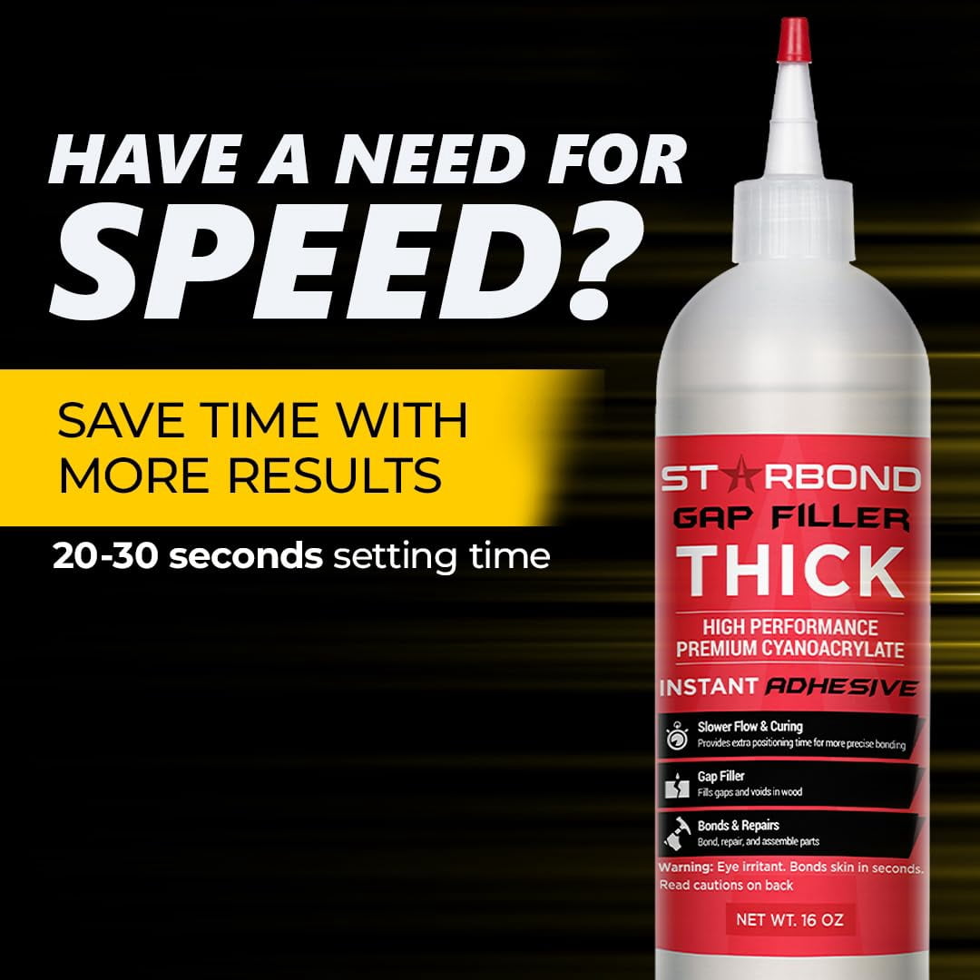 Thick CA Glue Complete Refill Kit (453-gram) - Premium Cyanoacrylate Glue for Mitre Joint Bonding, Woodworking, Carpentry, Archery Fletching, 16 oz
