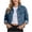 Blue, variant on Denim Jacket for Women Distressed Jean Jackets Button Up Vintage Western Trucker Jacket Long Sleeves Collared Loose Vacation Travel Coat with Pockets