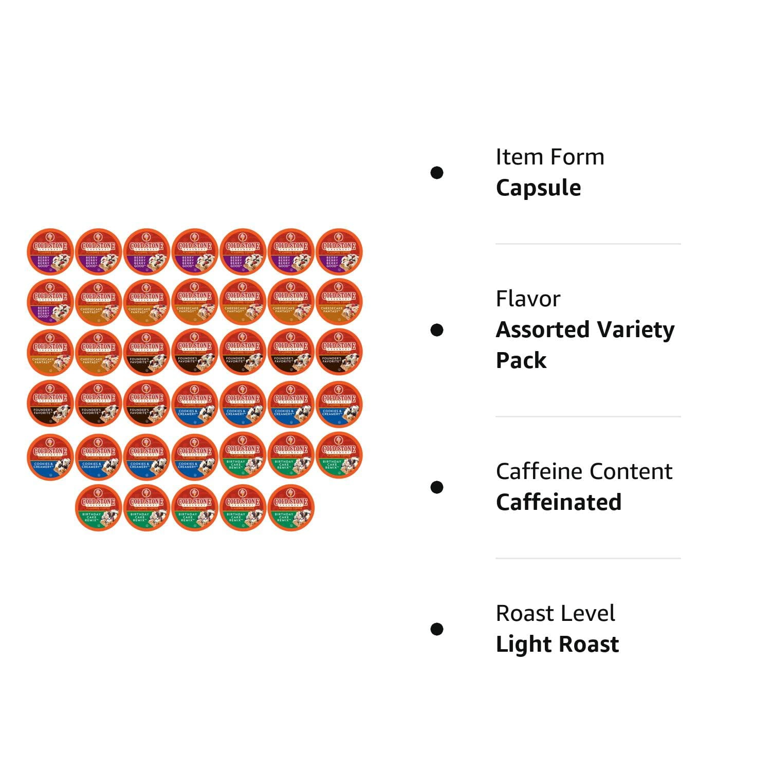 Cold Stone Creamery Assorted Variety Pack Ice Cream Coffee Pods for Single-Serve Coffee Brewers, 40 Ct