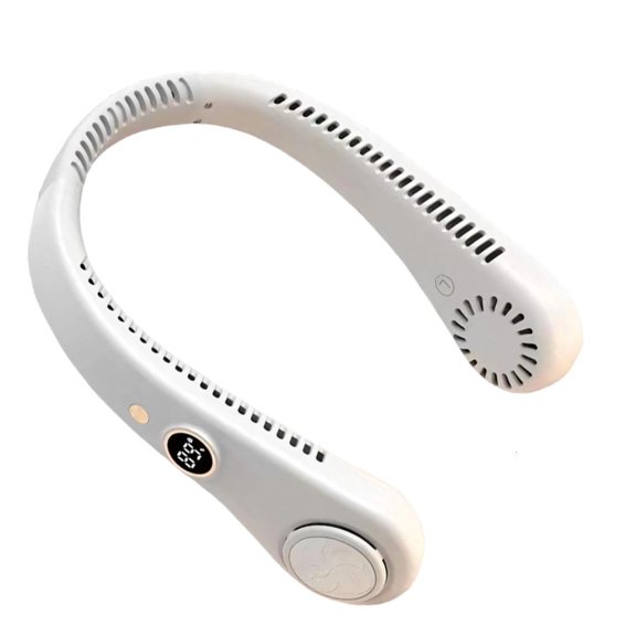 ZELVINN Wearable Neck Fan with Bladeless Wraparound Air Outlets USB Charging Digital Power Display for Desk Commute Travel