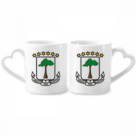 

Equatorial Guinea National Emblem Couple Porcelain Mug Set Cerac Lover Cup Heart Handle