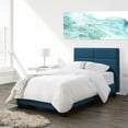 thumbnail image 4 of CorLiving Bellevue Adult Twin/Single Fabric Upholstered Platform Bed with Rectangle Tufted Headboard and Slats, Ocean Blue, 4 of 9
