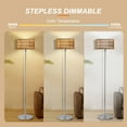 thumbnail image 6 of Rattan Floor Lamps for Living Room, Rattan Boho Floor Lamp, Chrome Metal Floor Lamp with Bulb, Rattan Fabric Double Shades, Farmhouse Rustic Floor Lamp, Standing Lamp for Living Room Bedroom Office, 6 of 9