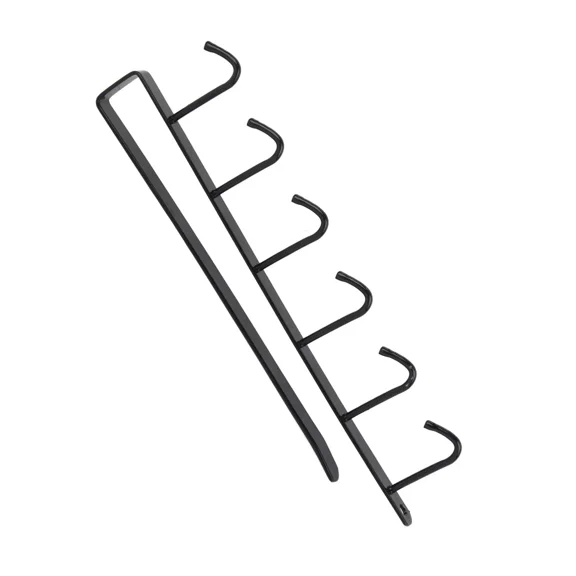 (Black)6 Hooks Cup Holder Kitchen Cabinet Under Shelf Storage Rack Organizer Top