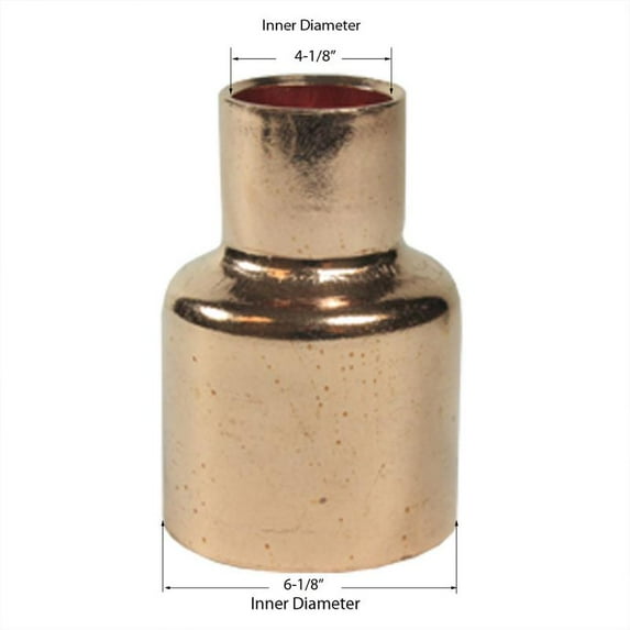 Libra Supply 6 x 4 inch Copper Pressure Coupling Bell Reducer C x C, (click in for more size options), 6'' x 4'' Copper Pressure Pipe Fitting Plumbing Supply