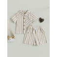 thumbnail image 2 of Bagilaanoe 2pcs Toddler Baby Boys Short Pants Set Striped Short Sleeve Shirts Tops + Shorts 6M 12M 18M 24M 3T Kids Casual Summer Outfits, 2 of 8