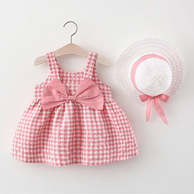 Vestido de verano para niña, vestido de princesa, vestido de princesa con lazo grande en el pecho de 12 a 34 años y sombrero