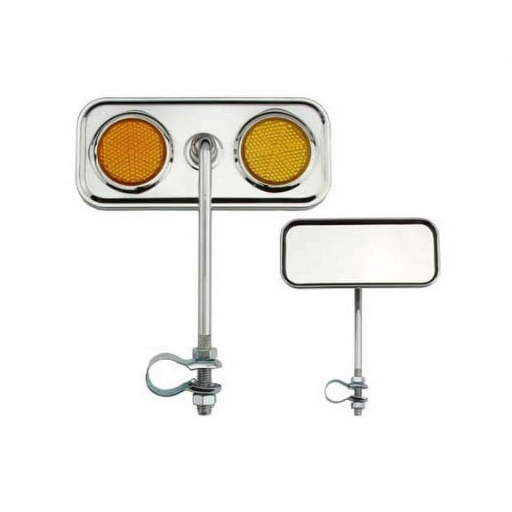 Alta Rectangle Bicycle Mirror Steel Bicycle Chrome, Reflectors Multiple Colors. (Amber)