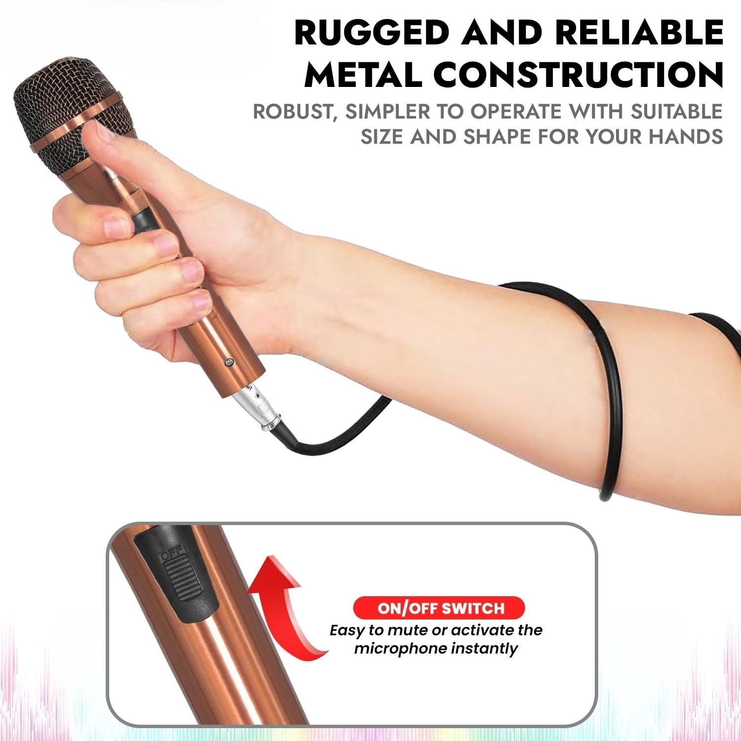 TENGDA XLR Dynamic Handheld Microphone Premium Copper Finish All Metal Build For Karaoke Singing Studio Recording Live Performances