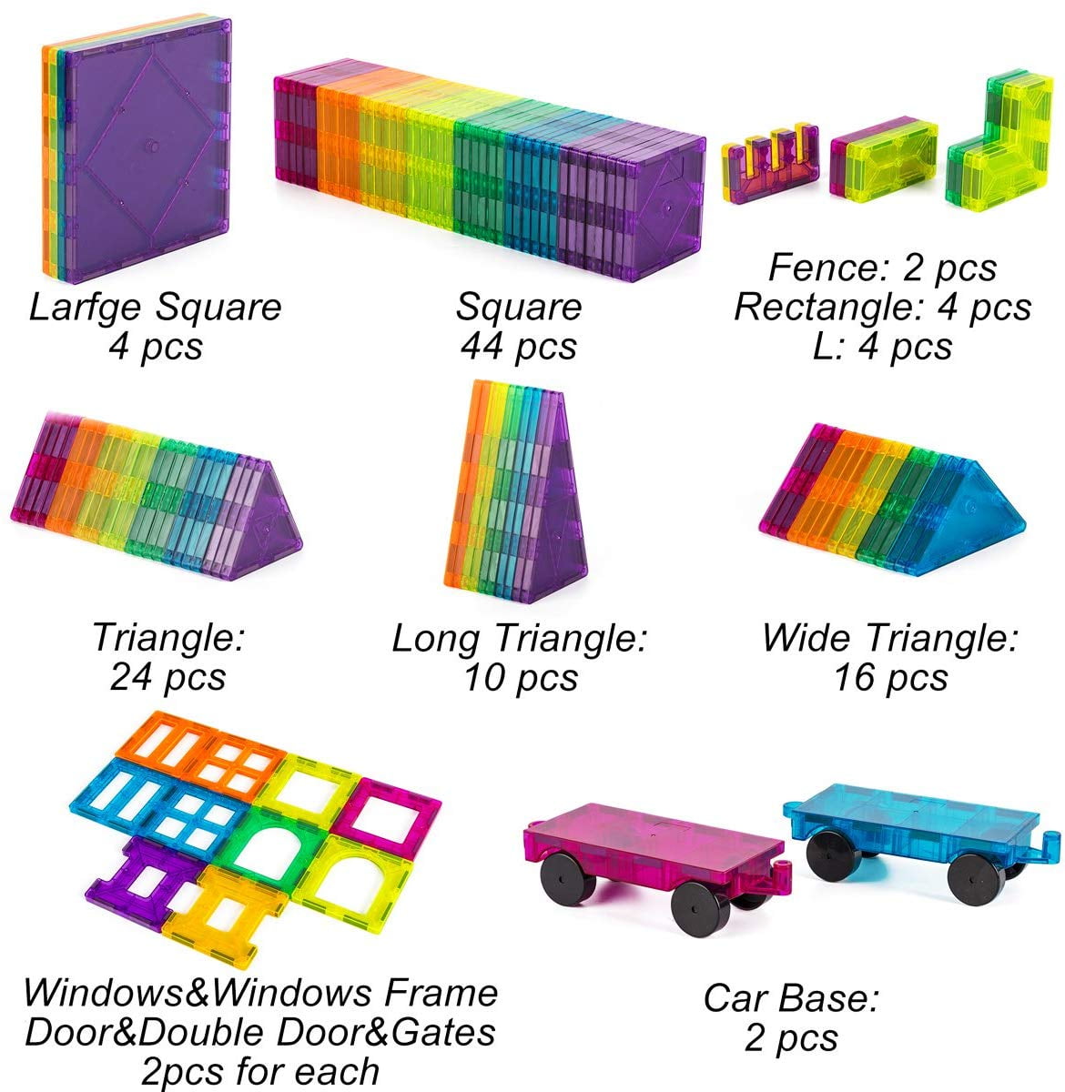 120 piece magnetic tiles magnetic building blocks toys for kids