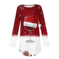 thumbnail image 5 of GERsome Christmas Shirts Women's Long Sleeve Crew Neck Shirts Loose Casual Tee T-Shirt Red White Color Block Christmas Wine Glasses Printed Xmas Pullover Top, 5 of 5