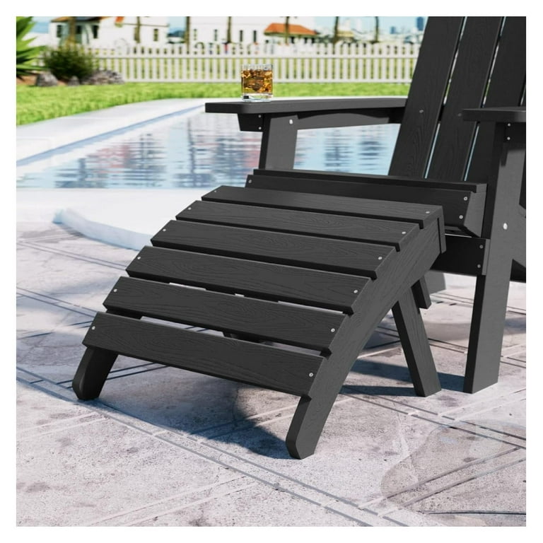 Folding Adirondack Ottoman Plastic Adirondack Footstool Premium All Weather Ottoman for Adirondack Chairs Wide Use in Backyard Garden Lawn Porch Poolside 2 Black Walmart