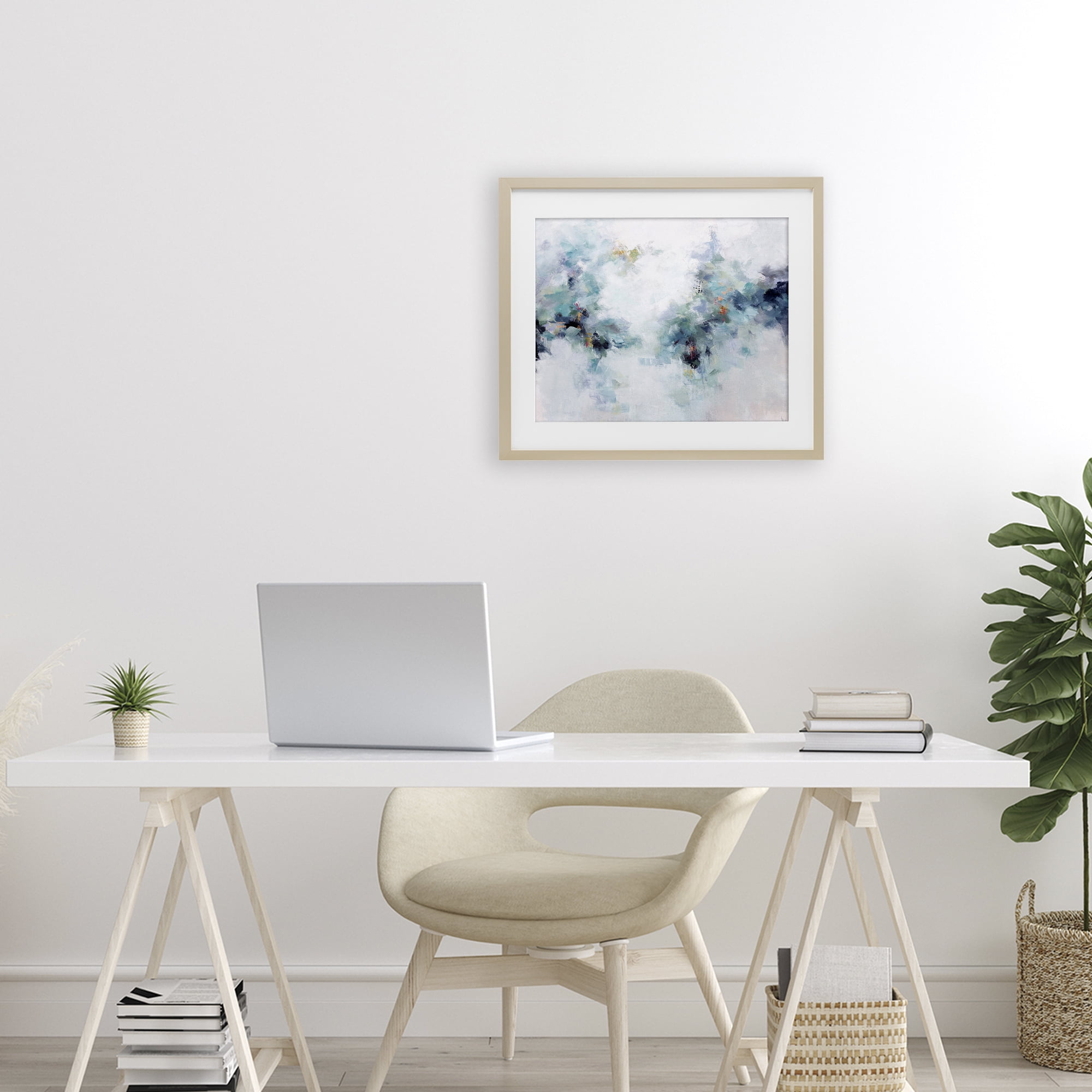 Reaching Out Abstraction Birch Framed Print Under Glass, design by Karen Hale