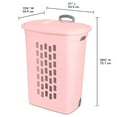 thumbnail image 3 of Sterilite Ultra Wheeled Hamper, Laundry Basket with Lid and Handle, Pink Frost, 3 Pack, 3 of 12