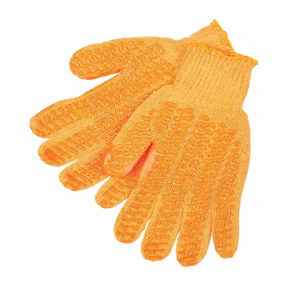MCR Safety® Honey Grip® String Knit Gloves, Medium, Orange, 12/Pair