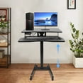thumbnail image 3 of Black Rolling Electric Podium Desk Height Adjustable with Wheels for Office Home, 3 of 12