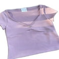 thumbnail image 2 of Crop Tops pour les Femmes Été Mignon Solide Slim Fit Cropted Débardeurs T-Shirt de Base, 2 of 3