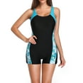 thumbnail image 2 of Womens Boyleg One Piece Swimsuits Bathing Suit with Shorts Competition Racerback Athletic Swimwear Teens Girl, 2 of 6