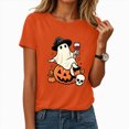 thumbnail image 2 of NOLDARES Halloween Shirts for Women Pumpkin Cat Graphic Tees Fall Crewneck Short Sleeve Costumes Autumn Party Graphic T-Shirt(Orange,S), 2 of 7