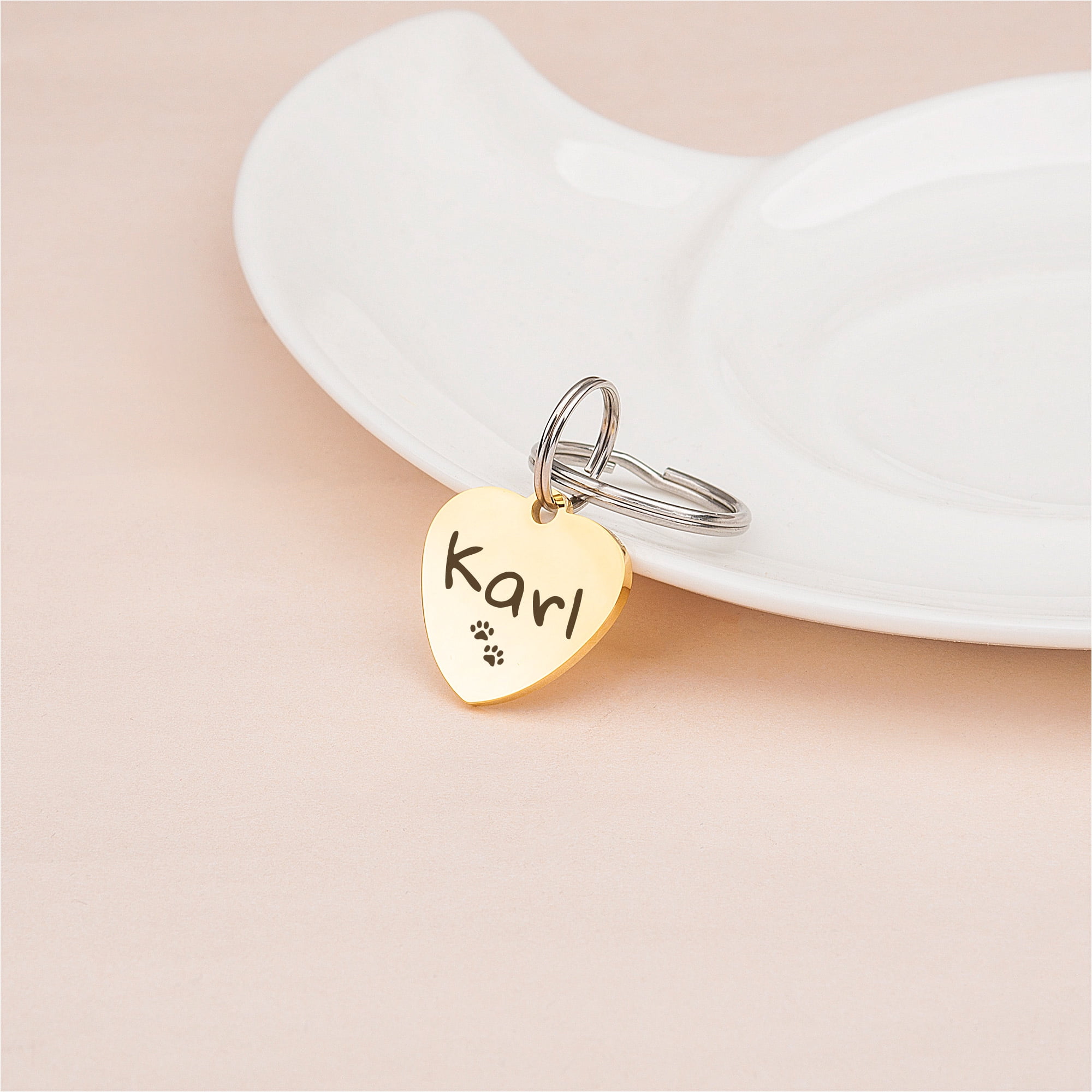Anavia Stainless Steel Double Sided Heart Name & Icon Engraved Dog & Cat ID Tag, Silver, S